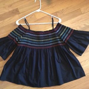 umgee black off-shoulder top